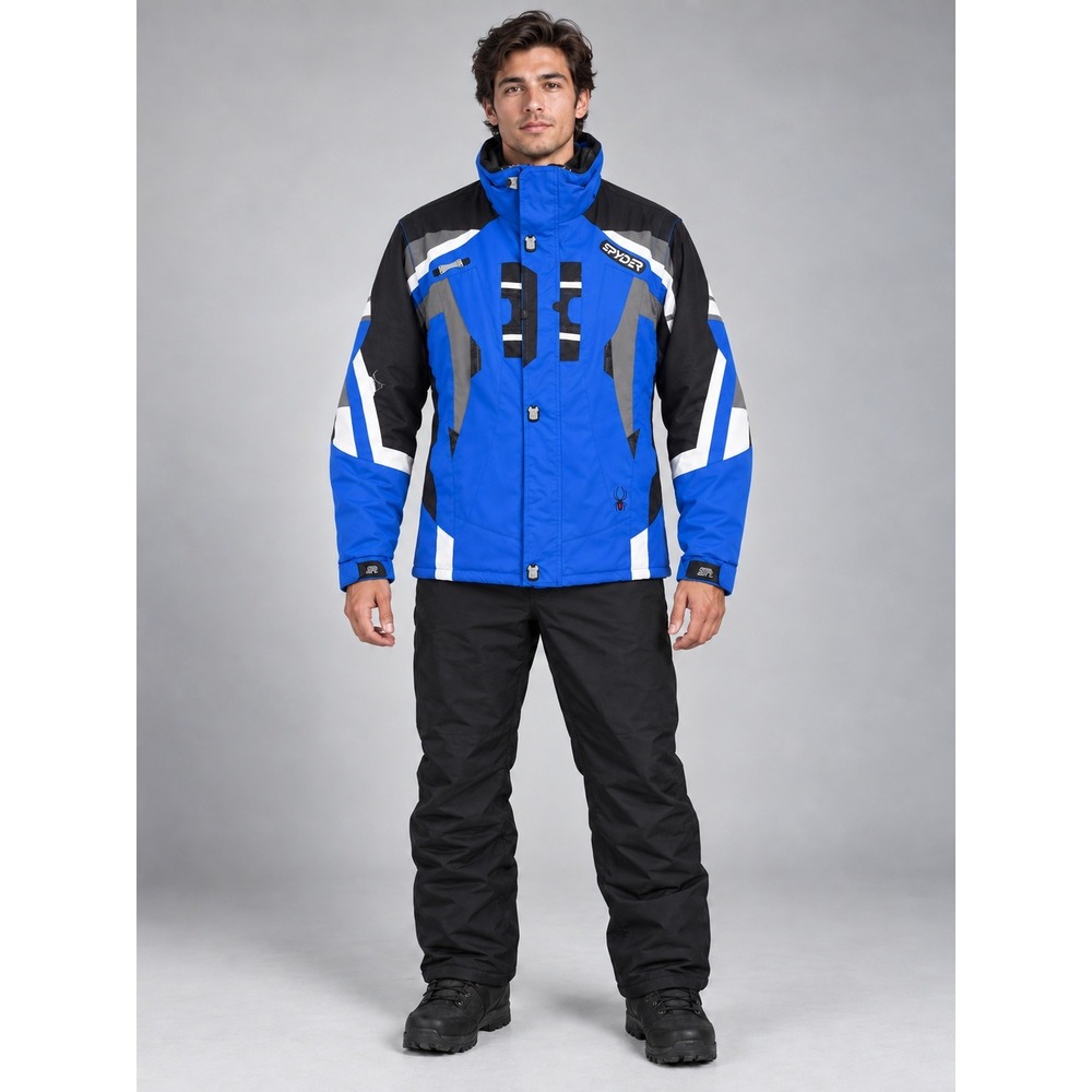 Spyder Blue Black Ski Snowboard Jacket Men's L Y2K Moto Outdoor Gorpcore Winter